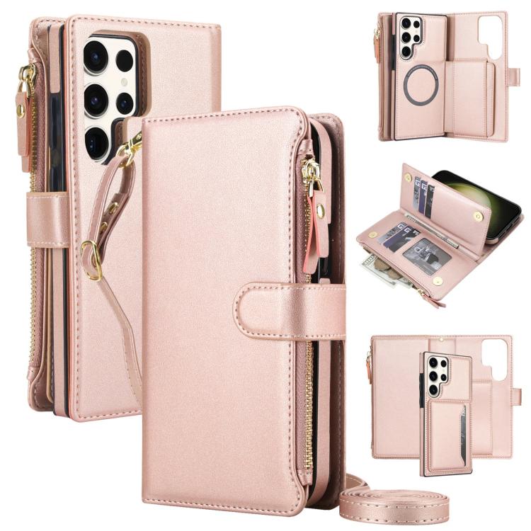 KLT-033 Portafoglio 2 in 1 con cerniera rimovibile e custodia magnetica per telefono con cordino, For Galaxy S24 5G, For Galaxy S23 FE 5G, For Galaxy S23 Ultra 5G