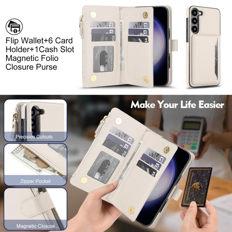KLT-033 Portafoglio 2 in 1 con cerniera rimovibile e custodia magnetica per telefono con cordino, For Galaxy S23+ 5G, For Galaxy S23 5G, For Galaxy S22 Ultra 5G