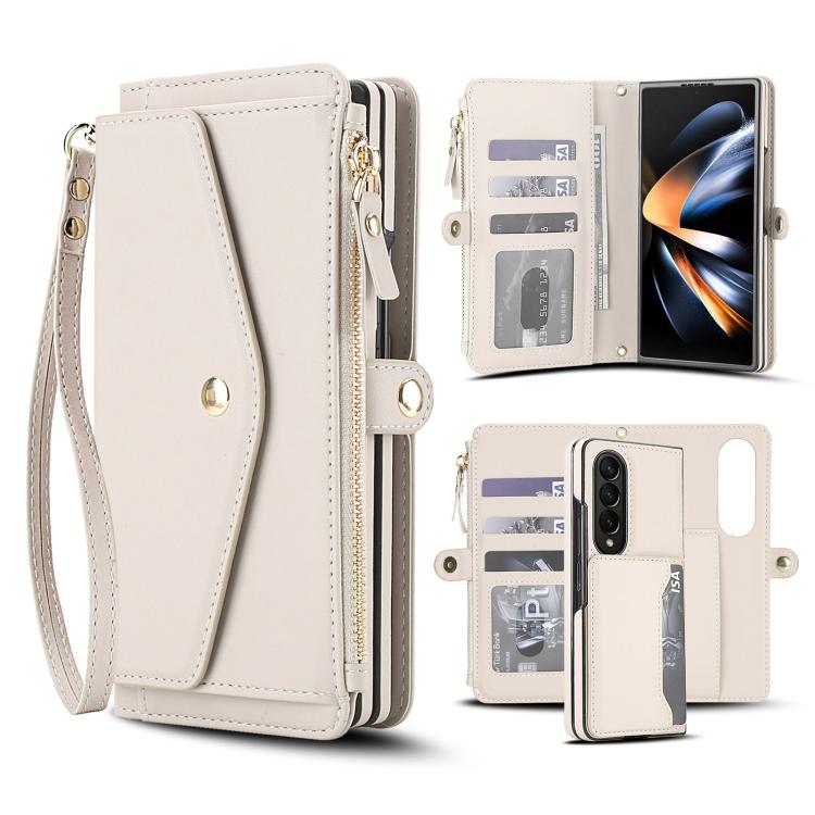 Portafoglio multifunzionale con custodia per telefono in pelle rimovibile e cordino., For Galaxy Z Fold3 5G