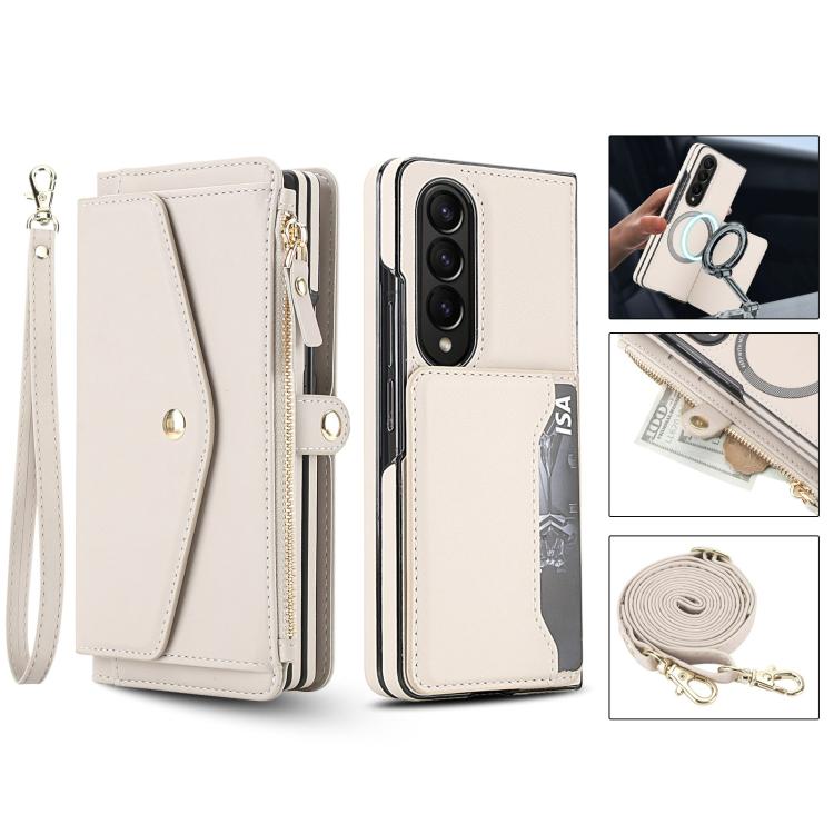 Portafoglio multifunzionale con custodia per telefono in pelle rimovibile e cordino., For Galaxy Z Fold3 5G