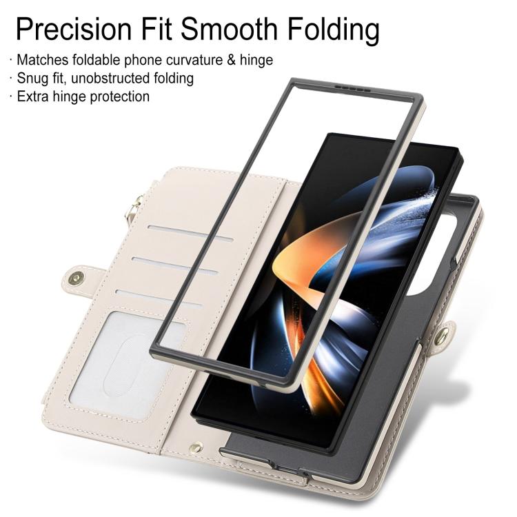 Portafoglio multifunzionale con custodia per telefono in pelle rimovibile e cordino., For Galaxy Z Fold3 5G