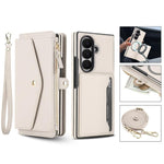 Portafoglio multifunzionale con custodia per telefono in pelle rimovibile e cordino., For Galaxy Z Fold7 5G, For Galaxy Z Fold6 5G, For Galaxy Z Fold5 5G, For Galaxy Z Fold4 5G