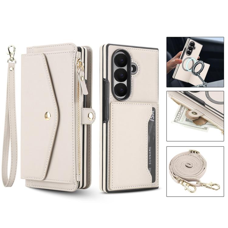 Portafoglio multifunzionale con custodia per telefono in pelle rimovibile e cordino., For Galaxy Z Fold7 5G, For Galaxy Z Fold6 5G, For Galaxy Z Fold5 5G, For Galaxy Z Fold4 5G