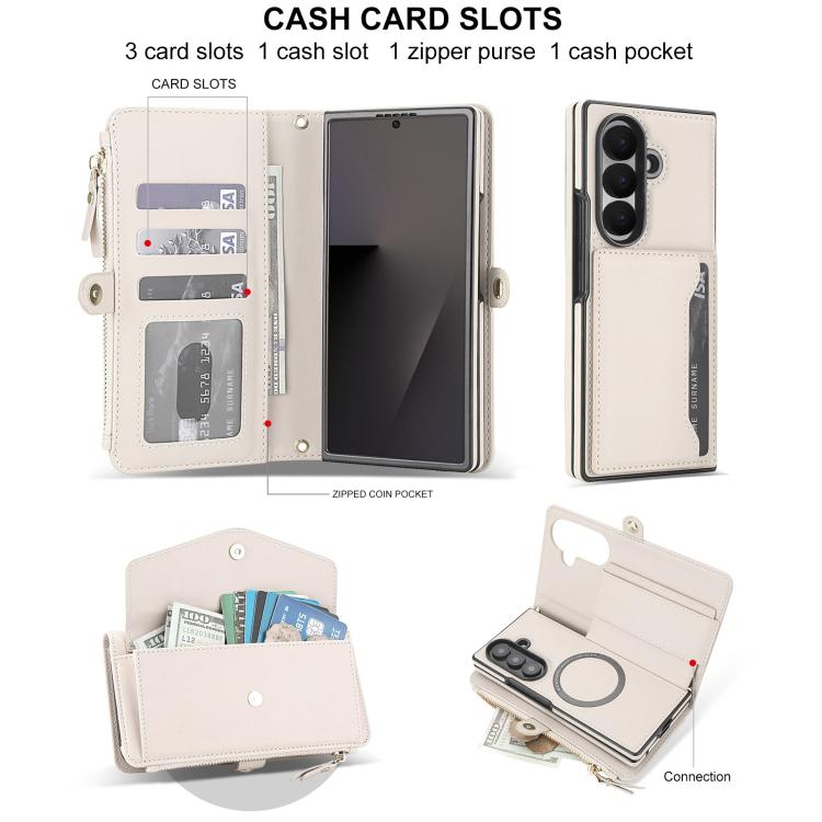 Portafoglio multifunzionale con custodia per telefono in pelle rimovibile e cordino., For Galaxy Z Fold7 5G, For Galaxy Z Fold6 5G, For Galaxy Z Fold5 5G, For Galaxy Z Fold4 5G