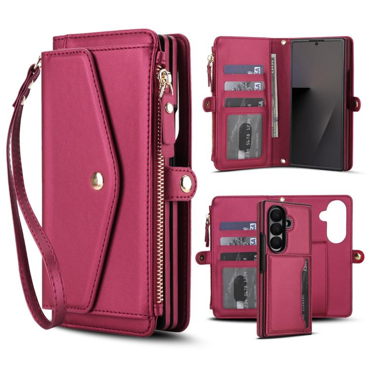 Portafoglio multifunzionale con custodia per telefono in pelle rimovibile e cordino., For Galaxy Z Fold7 5G, For Galaxy Z Fold6 5G, For Galaxy Z Fold5 5G, For Galaxy Z Fold4 5G