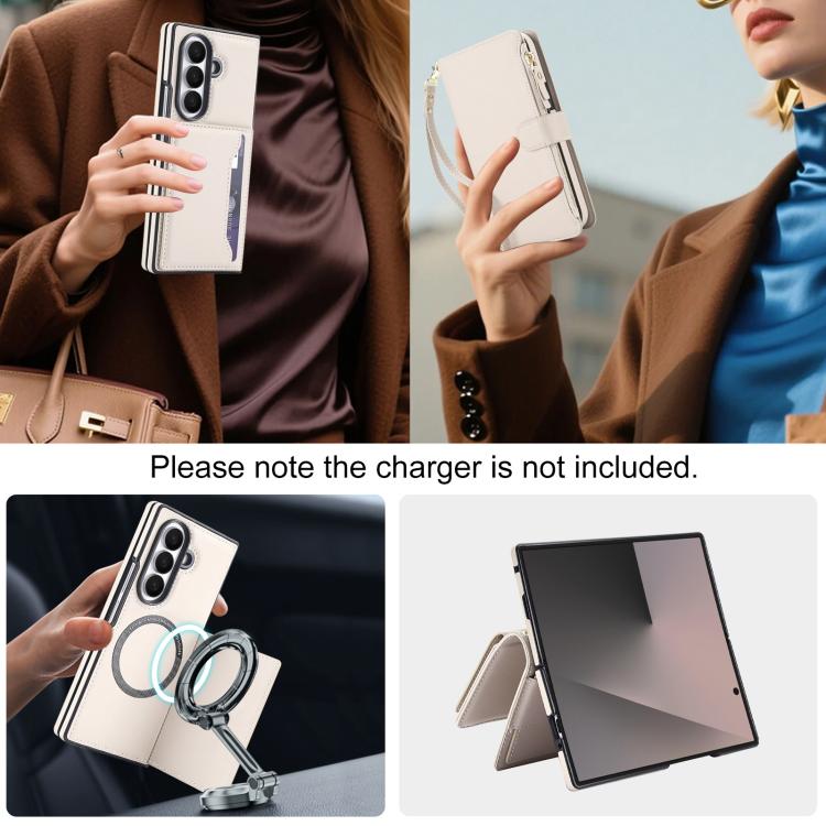 KLT-033 Portafoglio 2 in 1 con cerniera rimovibile e custodia magnetica per telefono con cordino, For Galaxy Z Fold7 5G, For Galaxy Z Fold6 5G, For Galaxy Z Fold5 5G