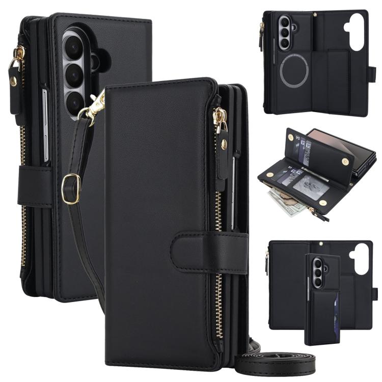 KLT-033 Portafoglio 2 in 1 con cerniera rimovibile e custodia magnetica per telefono con cordino, For Galaxy Z Fold7 5G, For Galaxy Z Fold6 5G, For Galaxy Z Fold5 5G