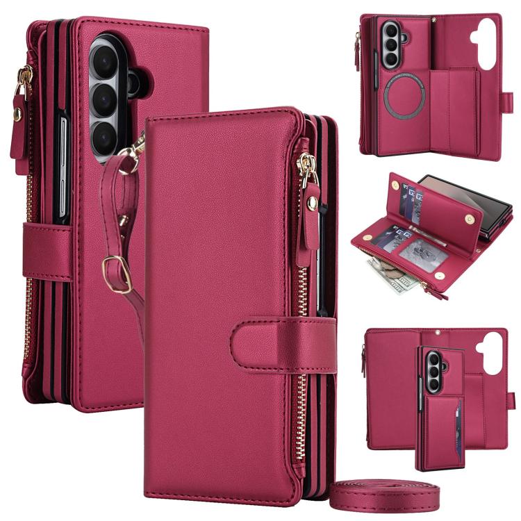 KLT-033 Portafoglio 2 in 1 con cerniera rimovibile e custodia magnetica per telefono con cordino, For Galaxy Z Fold7 5G, For Galaxy Z Fold6 5G, For Galaxy Z Fold5 5G