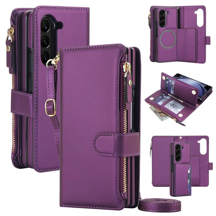 KLT-033 Portafoglio 2 in 1 con cerniera rimovibile e custodia magnetica per telefono con cordino, For Galaxy Z Fold7 5G, For Galaxy Z Fold6 5G, For Galaxy Z Fold5 5G