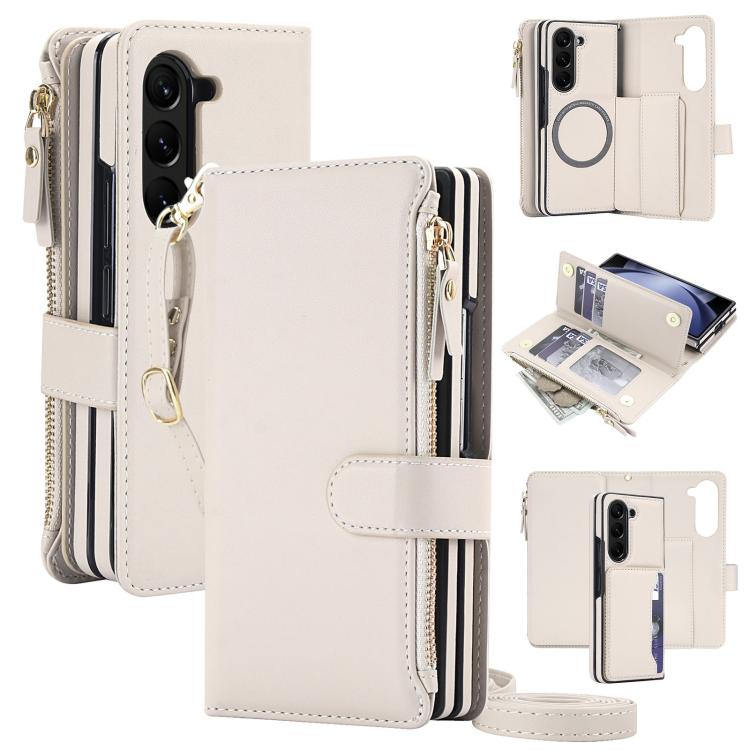 KLT-033 Portafoglio 2 in 1 con cerniera rimovibile e custodia magnetica per telefono con cordino, For Galaxy Z Fold7 5G, For Galaxy Z Fold6 5G, For Galaxy Z Fold5 5G