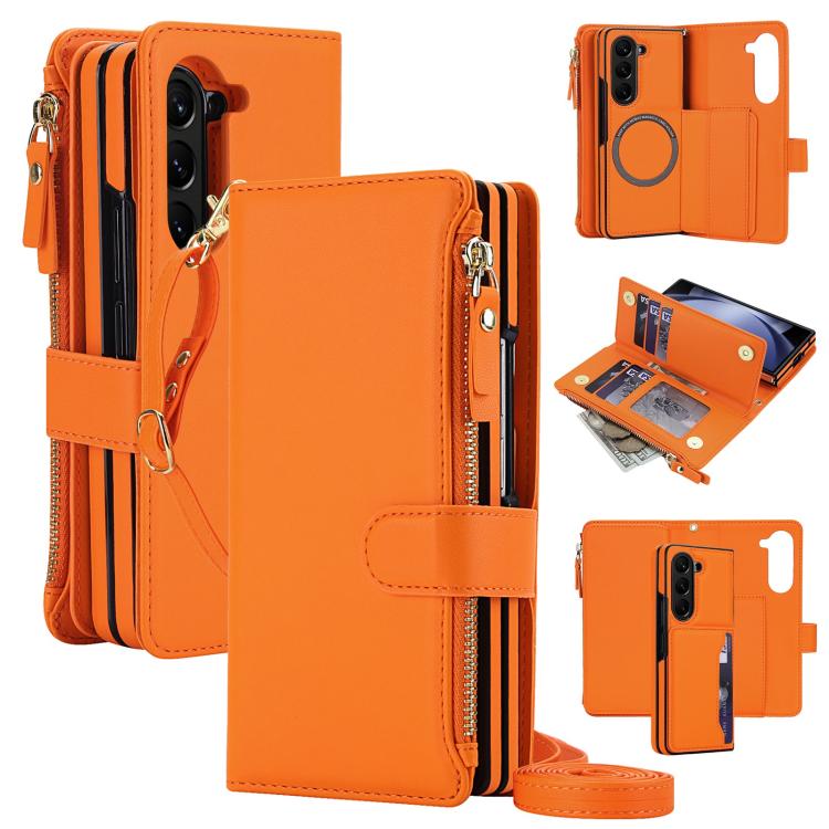 KLT-033 Portafoglio 2 in 1 con cerniera rimovibile e custodia magnetica per telefono con cordino, For Galaxy Z Fold7 5G, For Galaxy Z Fold6 5G, For Galaxy Z Fold5 5G