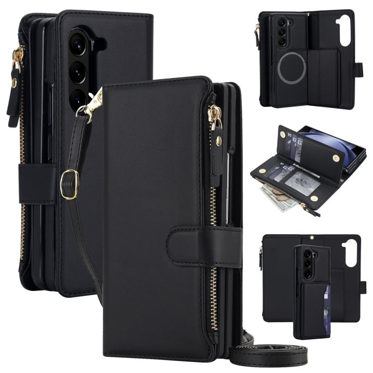 KLT-033 Portafoglio 2 in 1 con cerniera rimovibile e custodia magnetica per telefono con cordino, For Galaxy Z Fold7 5G, For Galaxy Z Fold6 5G, For Galaxy Z Fold5 5G