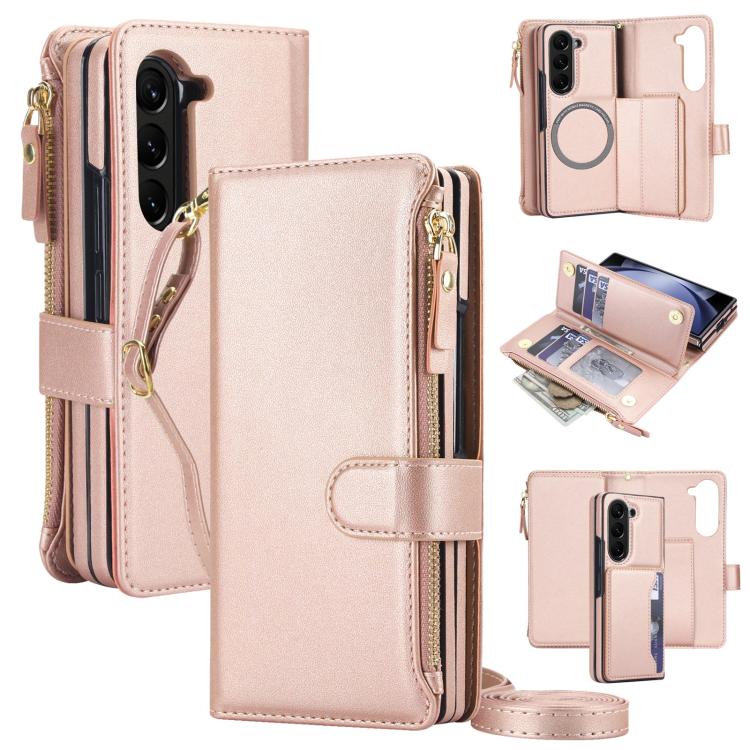 KLT-033 Portafoglio 2 in 1 con cerniera rimovibile e custodia magnetica per telefono con cordino, For Galaxy Z Fold7 5G, For Galaxy Z Fold6 5G, For Galaxy Z Fold5 5G