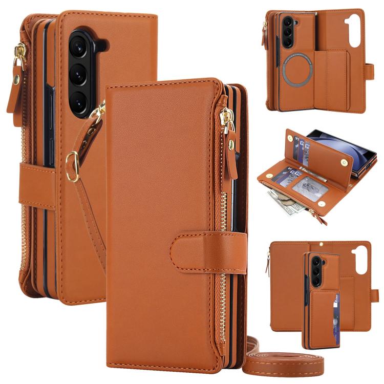 KLT-033 Portafoglio 2 in 1 con cerniera rimovibile e custodia magnetica per telefono con cordino, For Galaxy Z Fold7 5G, For Galaxy Z Fold6 5G, For Galaxy Z Fold5 5G