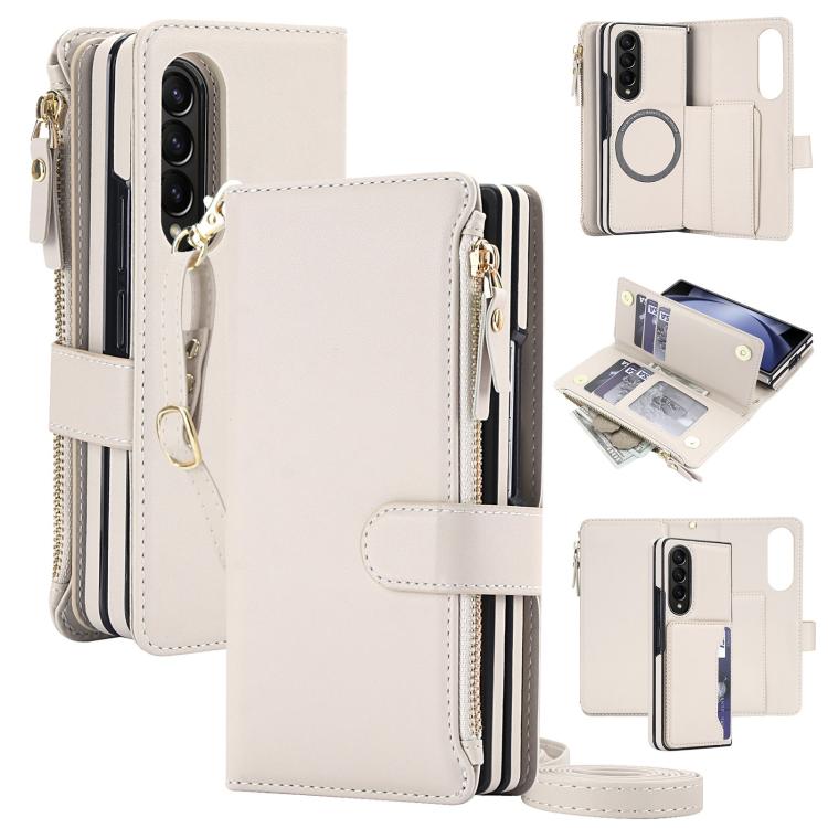 KLT-033 Portafoglio 2 in 1 con cerniera rimovibile e custodia magnetica per telefono con cordino, For Galaxy Z Fold4 5G, For Galaxy Z Fold3 5G