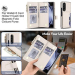 KLT-033 Portafoglio 2 in 1 con cerniera rimovibile e custodia magnetica per telefono con cordino, For Galaxy Z Fold4 5G, For Galaxy Z Fold3 5G