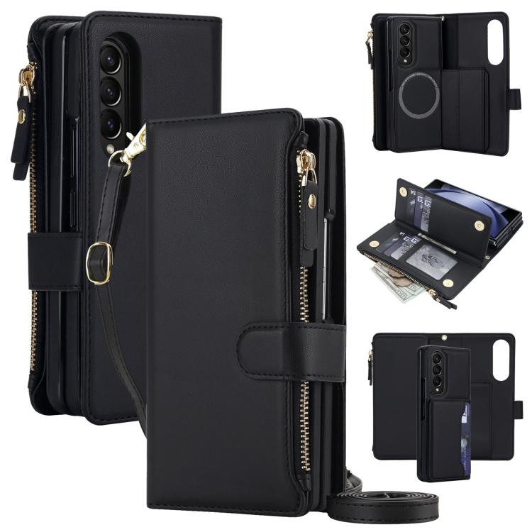 KLT-033 Portafoglio 2 in 1 con cerniera rimovibile e custodia magnetica per telefono con cordino, For Galaxy Z Fold4 5G, For Galaxy Z Fold3 5G