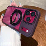 Custodia per telefono con retro trasparente e supporto magnetico girevole a 360 gradi., For iPhone 18 Pro, For iPhone 18 Pro Max, For iPhone 17 Pro Max, For iPhone 17 Pro