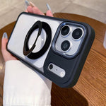 Custodia per telefono con retro trasparente e supporto magnetico girevole a 360 gradi., For iPhone 18 Pro, For iPhone 18 Pro Max, For iPhone 17 Pro Max, For iPhone 17 Pro