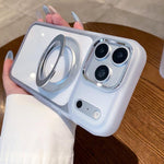 Custodia per telefono con retro trasparente e supporto magnetico girevole a 360 gradi., For iPhone 18 Pro, For iPhone 18 Pro Max, For iPhone 17 Pro Max, For iPhone 17 Pro