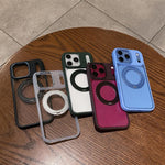 Custodia per telefono con retro trasparente e supporto magnetico girevole a 360 gradi., For iPhone 18 Pro, For iPhone 18 Pro Max, For iPhone 17 Pro Max, For iPhone 17 Pro