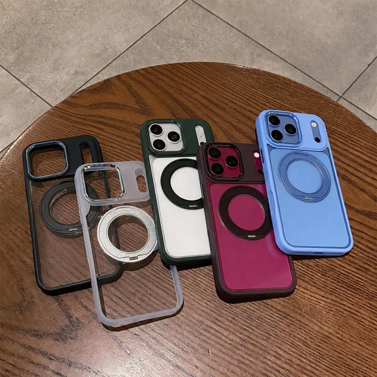 Custodia per telefono con retro trasparente e supporto magnetico girevole a 360 gradi., For iPhone 18 Pro, For iPhone 18 Pro Max, For iPhone 17 Pro Max, For iPhone 17 Pro