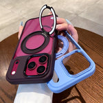 Custodia per telefono con retro trasparente e supporto magnetico girevole a 360 gradi., For iPhone 18 Pro, For iPhone 18 Pro Max, For iPhone 17 Pro Max, For iPhone 17 Pro