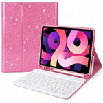 Custodia in pelle per tablet Smart con glitter e tastiera Bluetooth rimovibile., For iPad 2025 / 2022, For iPad Air 10.9 2020 / 2022, For iPad Pro 11 2022 / 2021 / 2020, For iPad 10.2 2021 / 2020 / 2019, For iPad 9.7 2017 / 2018 / Air 2 / Air