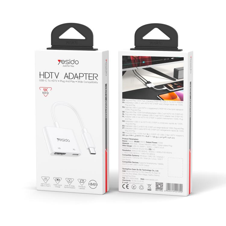 Yesido HM19 Type-C to HDMI, Type-C 4K 60Hz High-Definition Audio Video Adapter, HM19
