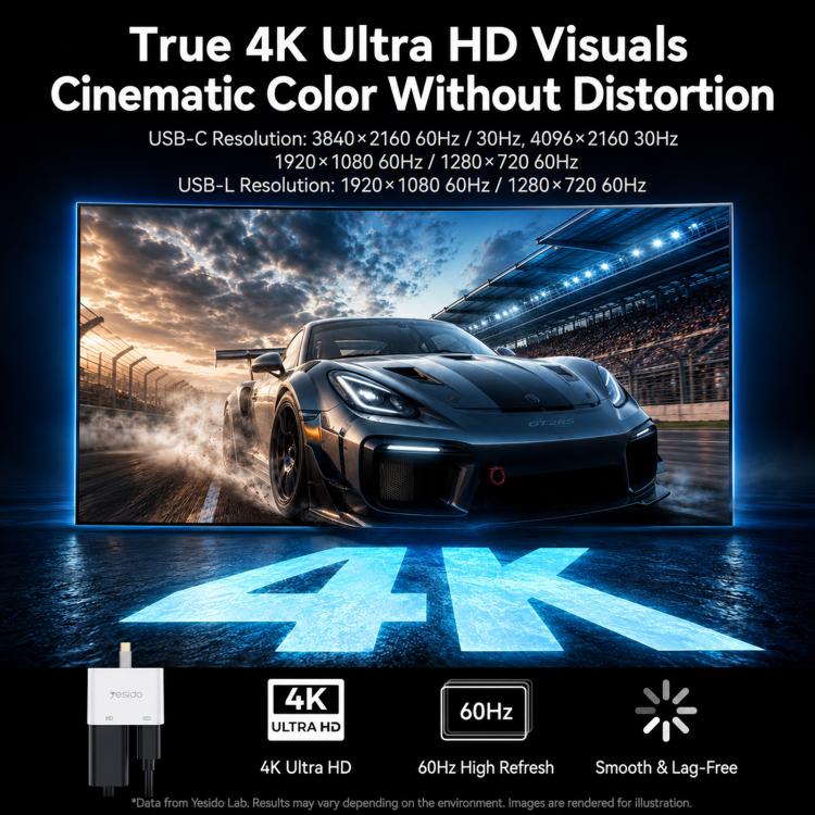 Adattatore audio/video ad alta definizione Yesido HM20 da 8 pin a HDMI, Type-C 1080p 60Hz, HM20