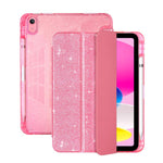 Custodia per tablet in TPU trasparente con glitter e design a tre ante, in similpelle., For iPad 2025 / 2022