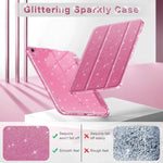 Custodia per tablet in TPU trasparente con glitter e design a tre ante, in similpelle., For iPad 2025 / 2022