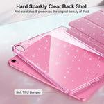 Custodia per tablet in TPU trasparente con glitter e design a tre ante, in similpelle., For iPad 2025 / 2022