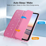 Custodia per tablet in TPU trasparente con glitter e design a tre ante, in similpelle., For iPad 2025 / 2022