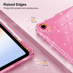 Custodia per tablet in TPU trasparente con glitter e design a tre ante, in similpelle., For iPad 2025 / 2022