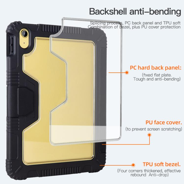 Custodia per tablet in pelle trasparente a tre ante in PC., For iPad 2025 / 2022