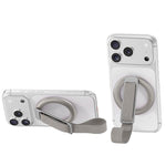Supporto magnetico girevole per telefono con cinturino intrecciato e fibbia ad anello.
