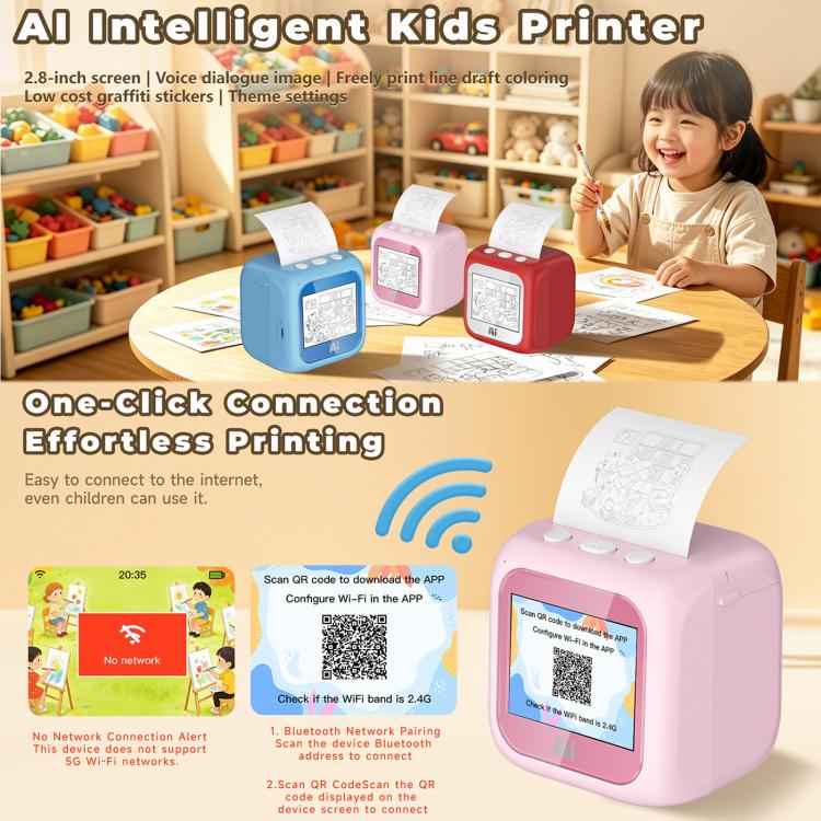 Stampante intelligente per bambini B6 AI con schermo da 2,8 pollici