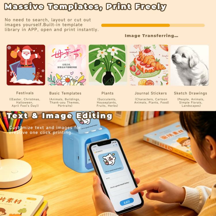 Stampante intelligente per bambini B6 AI con schermo da 2,8 pollici