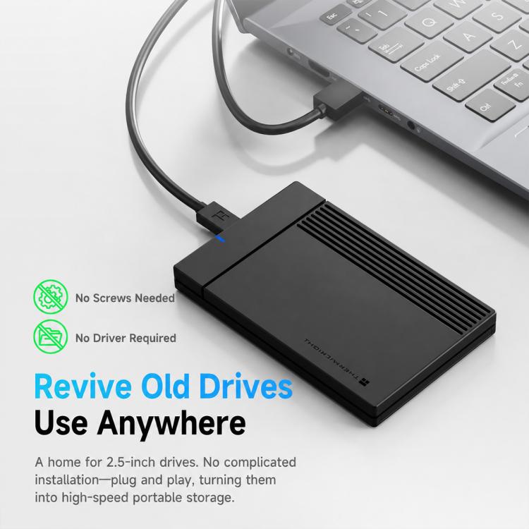 THERMALRIGHT HR-EA001 C Box esterno per hard disk SATA da 2,5 pollici a 5 Gbps con cavo da Type-C a USB-A, HR-EA001 C A-C Cable