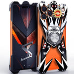 Custodia per telefono cava in lega di alluminio con design Mecha e supporto girevole., For iPhone 17 Pro Max, For iPhone 16 Pro Max, For iPhone 15 Pro Max, For iPhone 14 Pro Max