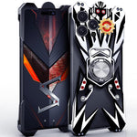 Custodia per telefono cava in lega di alluminio con design Mecha e supporto girevole., For iPhone 17 Pro Max, For iPhone 16 Pro Max, For iPhone 15 Pro Max, For iPhone 14 Pro Max