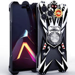 Custodia per telefono cava in lega di alluminio con design Mecha e supporto girevole., For iPhone 17 Pro Max, For iPhone 16 Pro Max, For iPhone 15 Pro Max, For iPhone 14 Pro Max