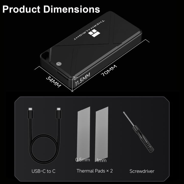 THERMALRIGHT HR-EP102 C Box esterno per SSD M.2 NVMe da 10 Gbps con cavo da Type-C a Type-C, HR-EP102 C C-C Cable