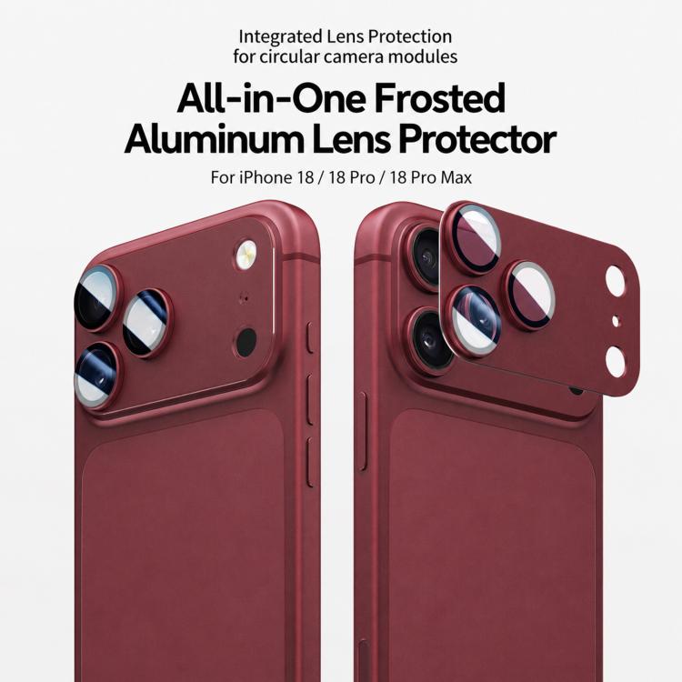 Pellicola anulare in metallo satinato a copertura totale per obiettivo fotografico XDcase Armor, For iPhone 18, For iPhone 18 Pro, For iPhone 18 Pro Max