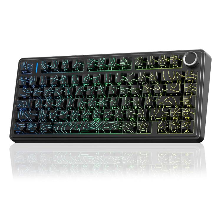Tastiera meccanica personalizzata AULA F75 a 80 tasti, con connessione cablata/2.4G/Bluetooth e tripla modalità.
