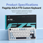 Tastiera meccanica personalizzata AULA F75 a 80 tasti, con connessione cablata/2.4G/Bluetooth e tripla modalità.