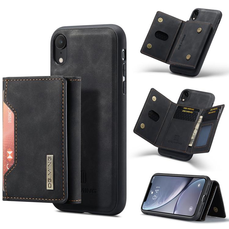 Portafoglio multiuso a 3 ante DG.MING serie M2 + custodia magnetica per telefono, For iPhone XR