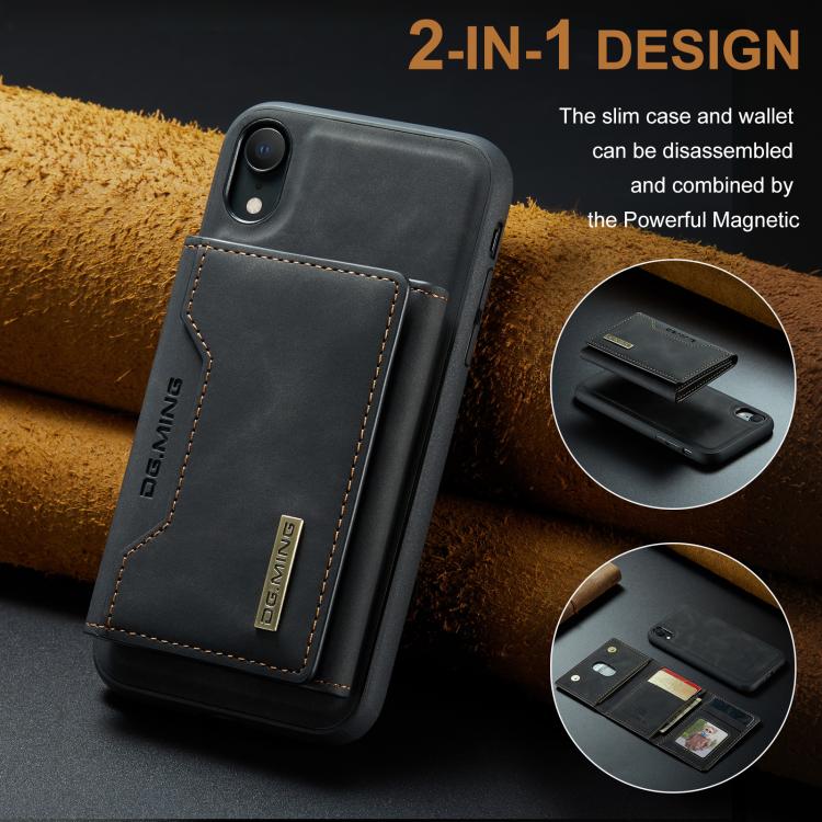 Portafoglio multiuso a 3 ante DG.MING serie M2 + custodia magnetica per telefono, For iPhone XR
