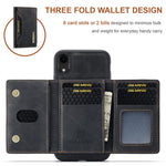 Portafoglio multiuso a 3 ante DG.MING serie M2 + custodia magnetica per telefono, For iPhone XR